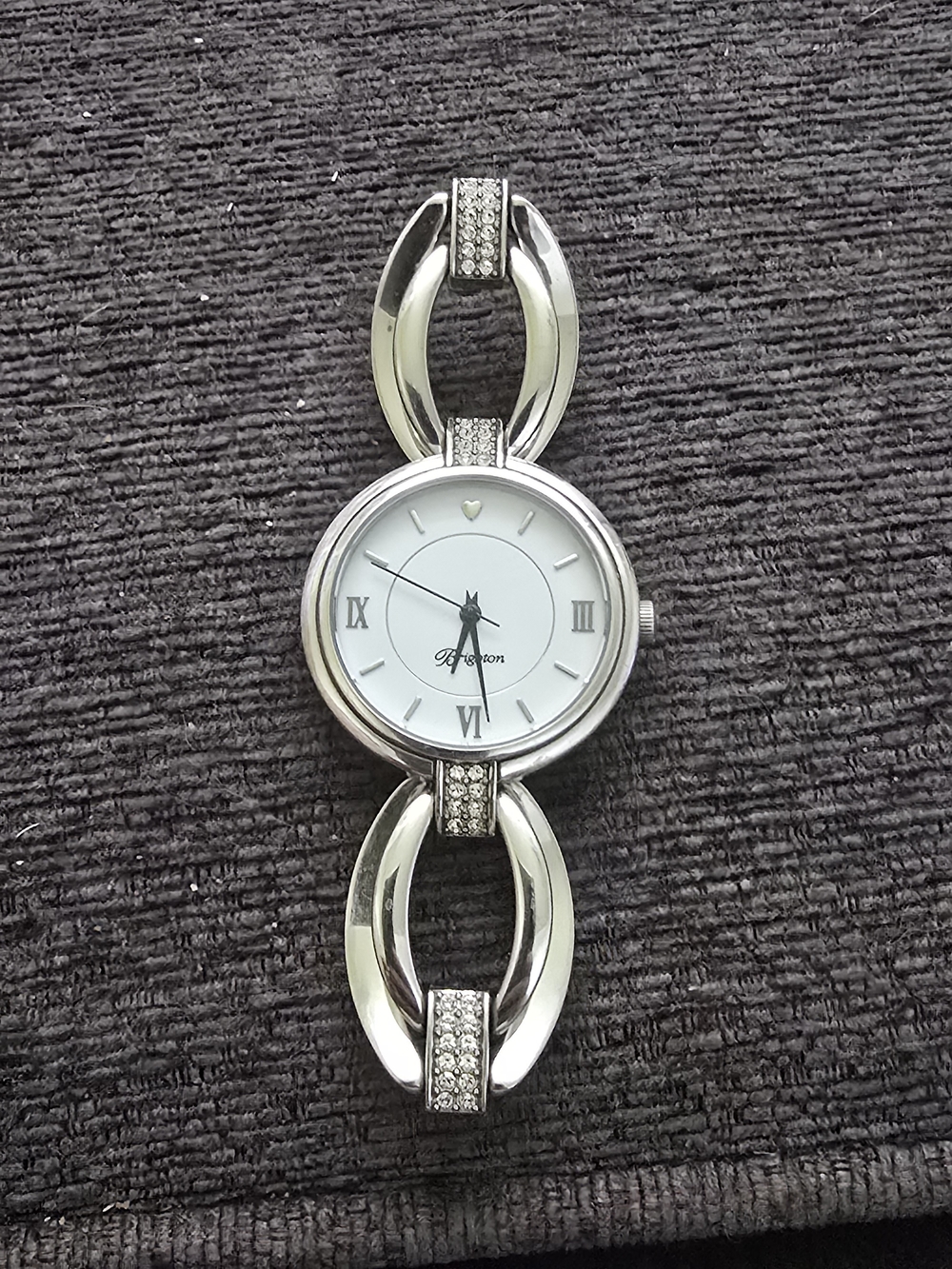 Brighton Silver Crystal Link Bracelet Watch
